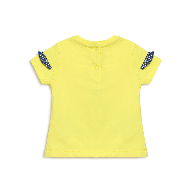 Girls Medium Yellow Short Sleeve Knitted T-Shirt image number null